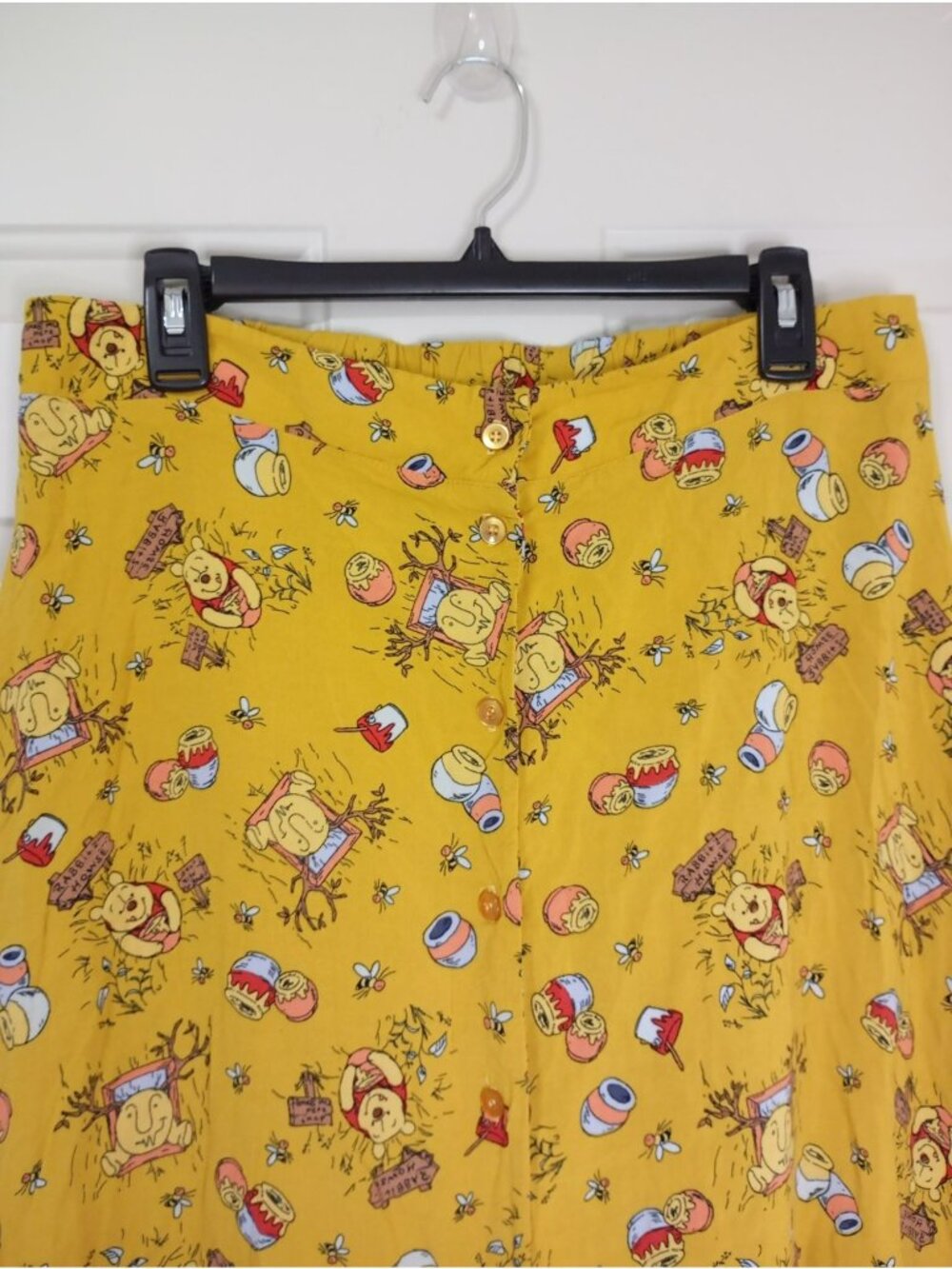 Disney Winnie The Pooh Yellow Skirt Button Front & All-Over Print Rayon Size 0 - Picture 3 of 10